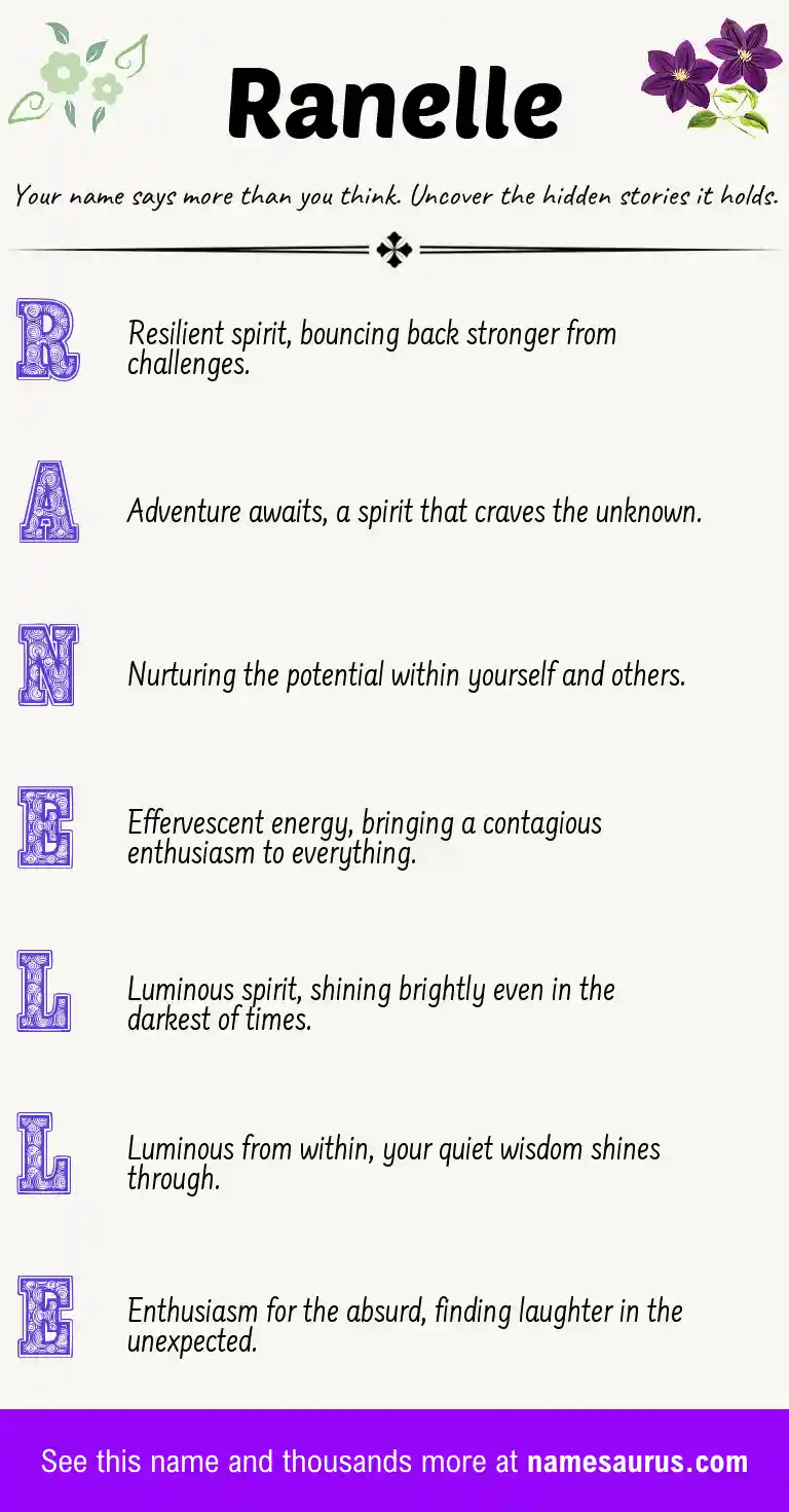 Acrostic poem about Ranelle.
