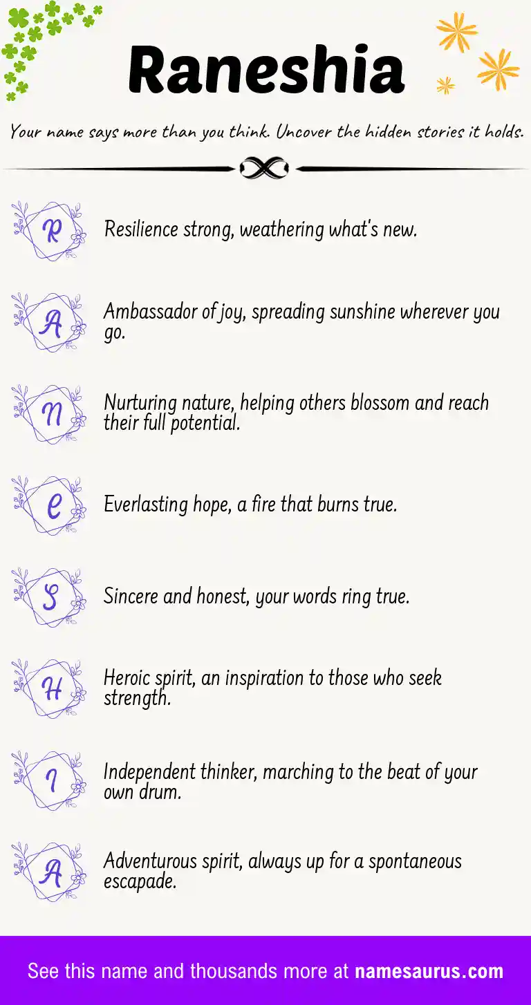 Acrostic poem about Raneshia.