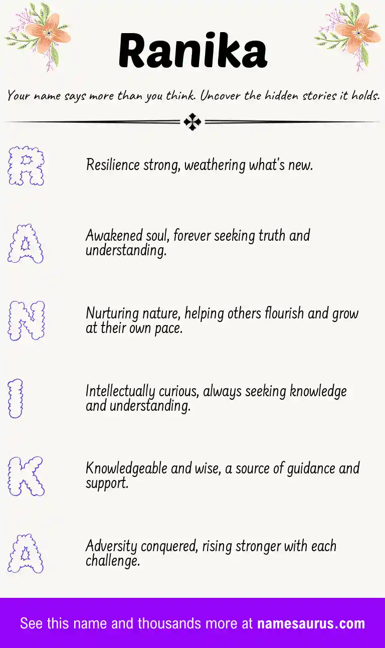 Acrostic poem about Ranika.