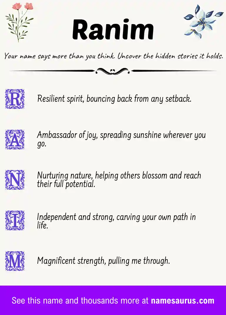Acrostic poem about Ranim.