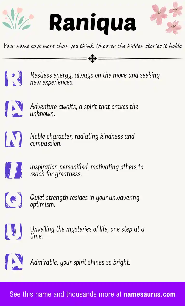 Acrostic poem about Raniqua.