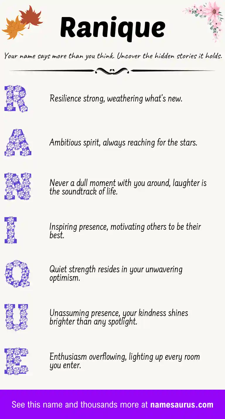 Acrostic poem about Ranique.