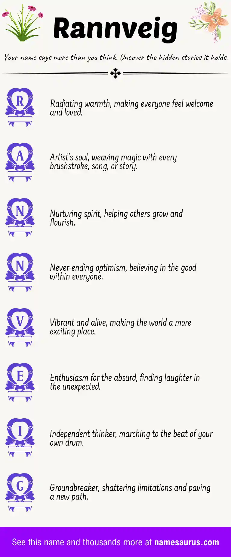 Acrostic poem about Rannveig.