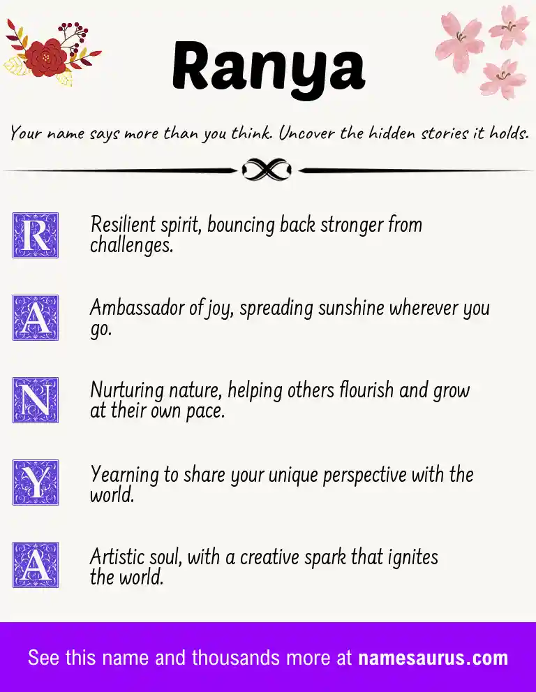 Acrostic poem about Ranya.