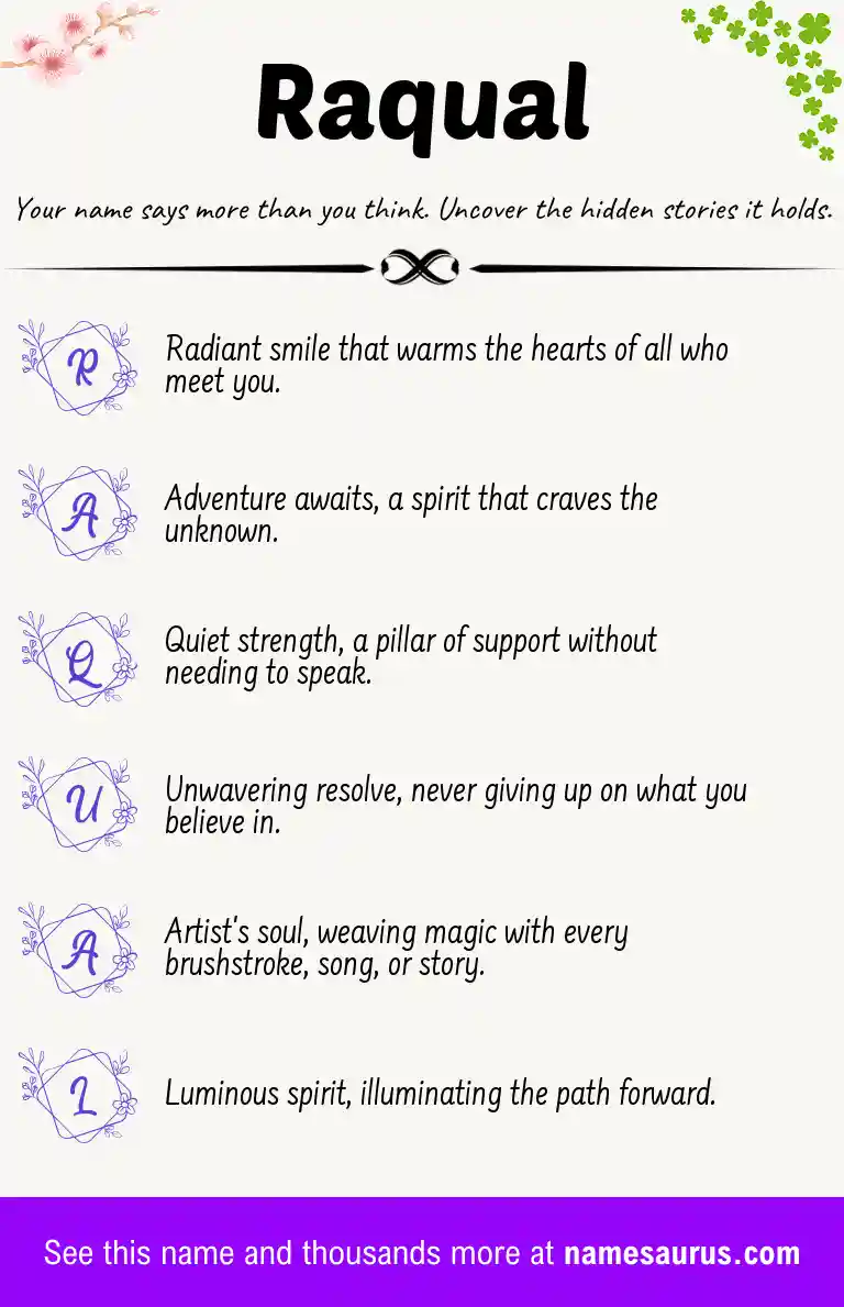 Acrostic poem about Raqual.