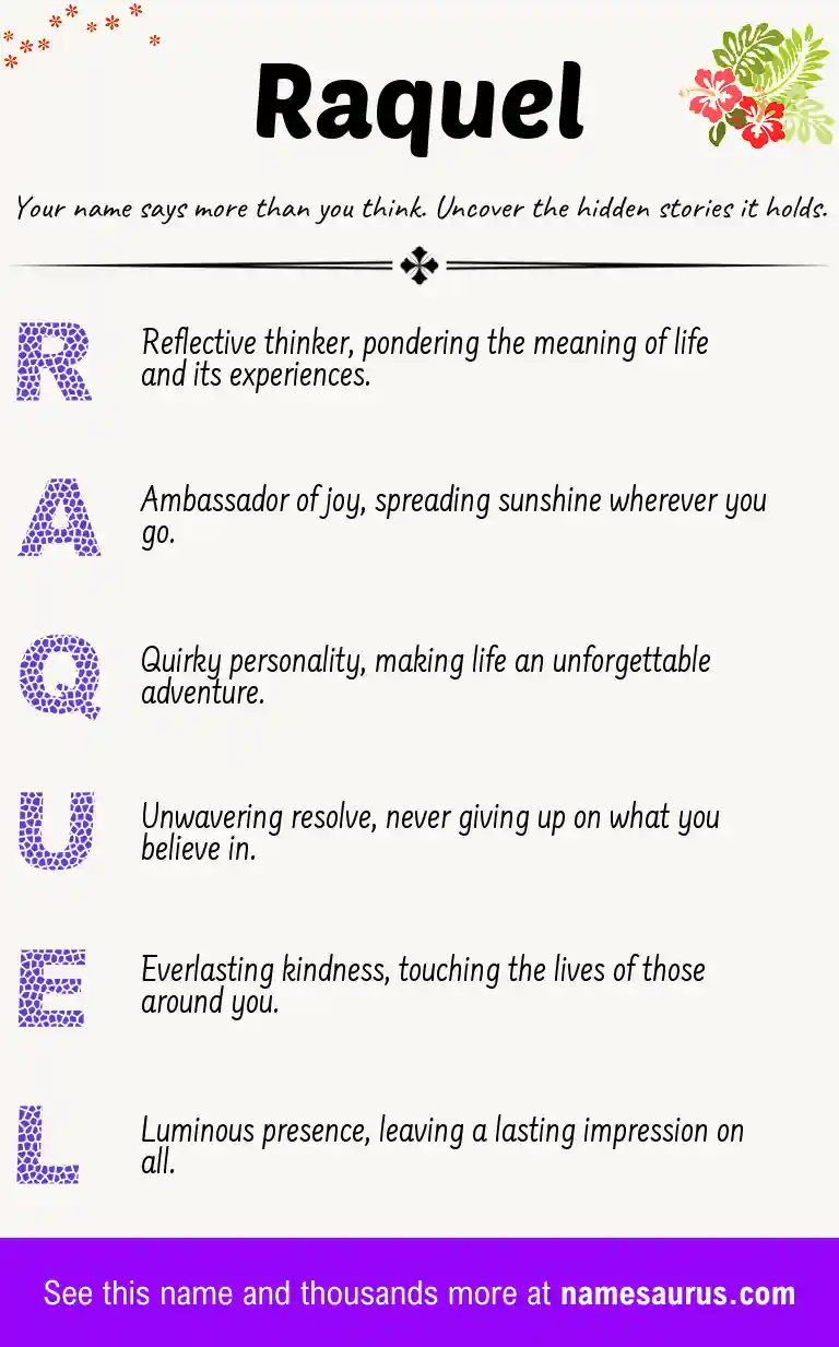 Acrostic poem about Raquel.