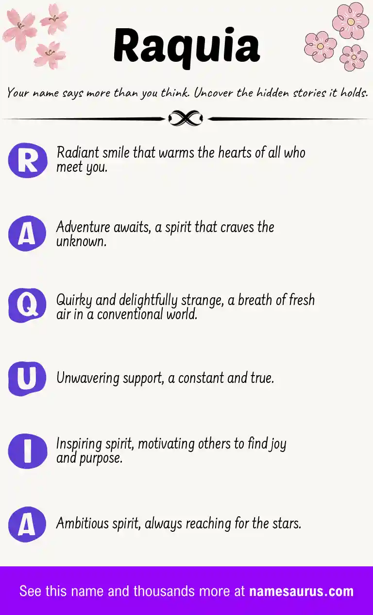 Acrostic poem about Raquia.