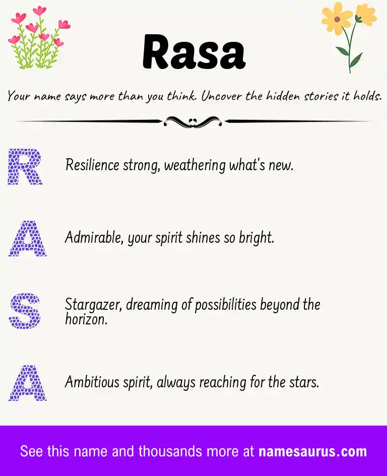 Acrostic poem about Rasa.