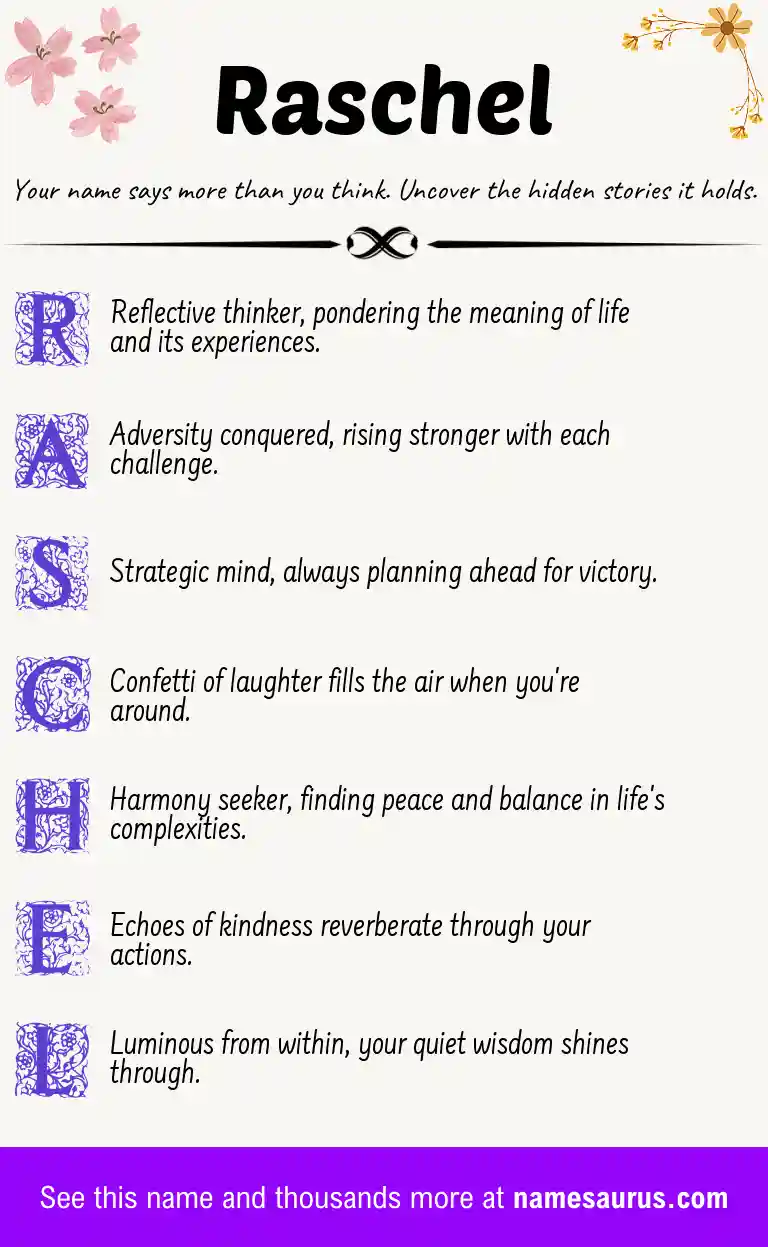 Acrostic poem about Raschel.