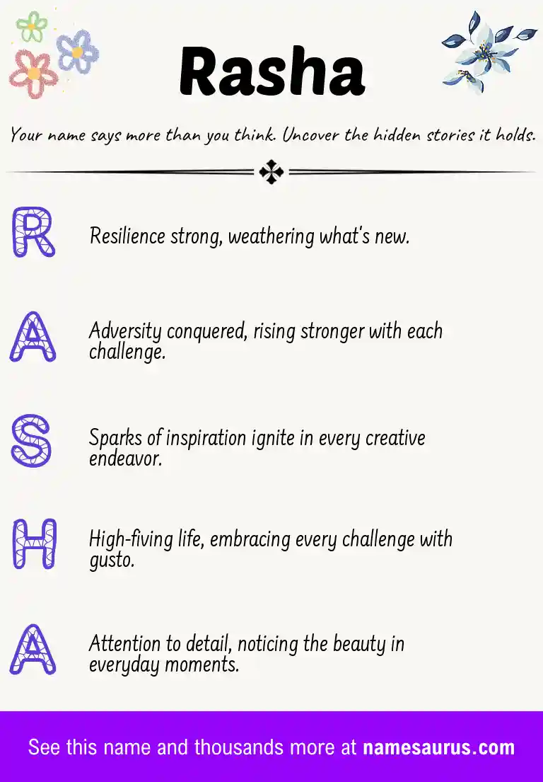 Acrostic poem about Rasha.