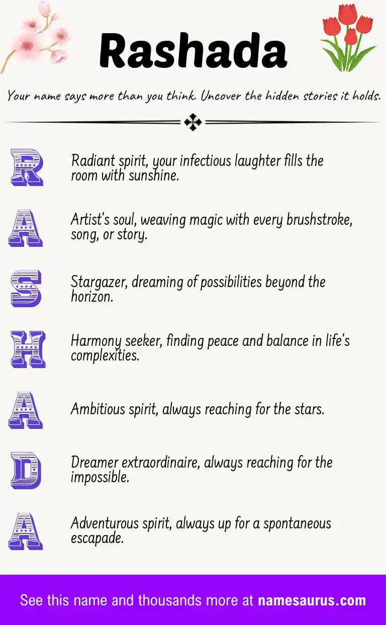 Acrostic poem about Rashada.