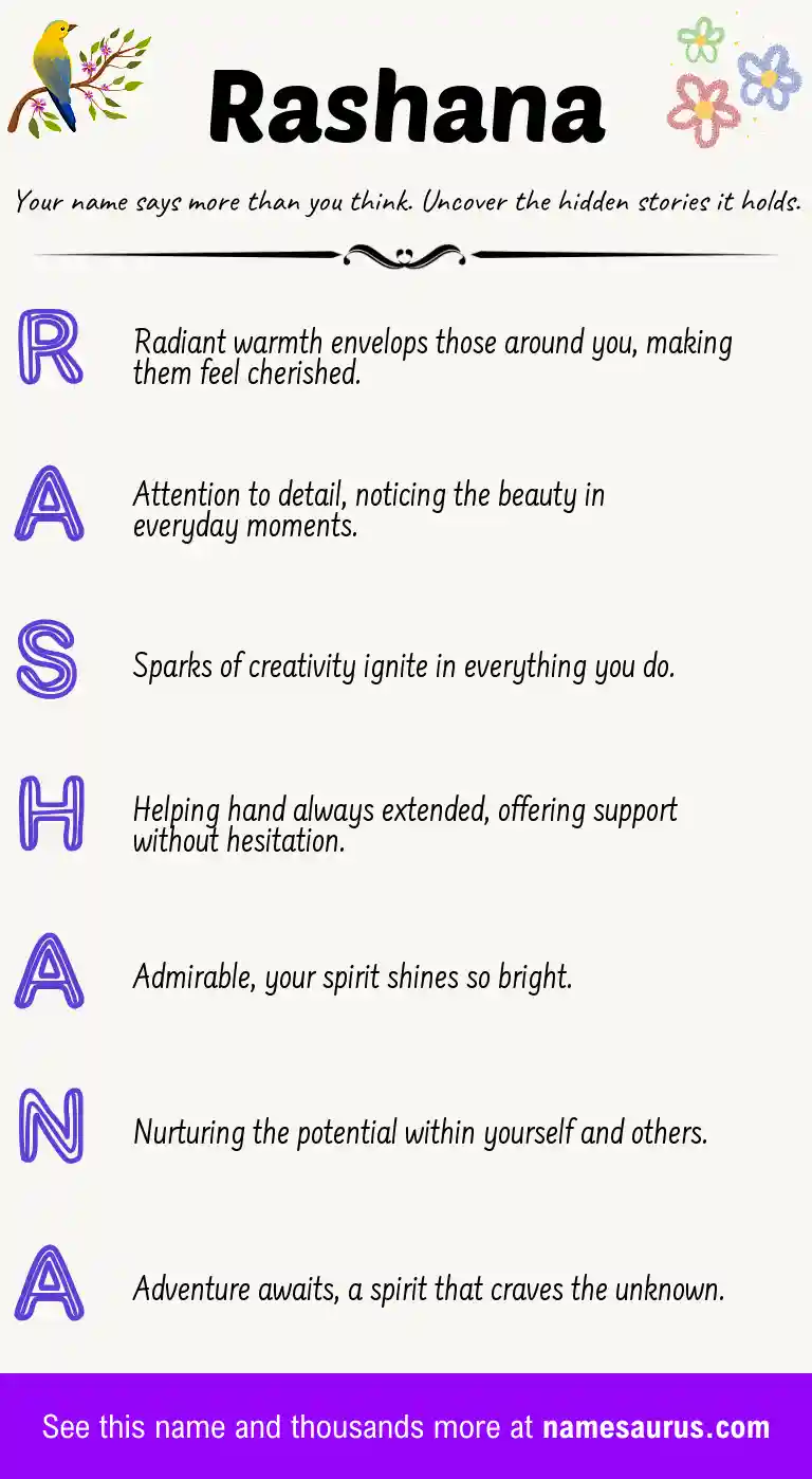 Acrostic poem about Rashana.