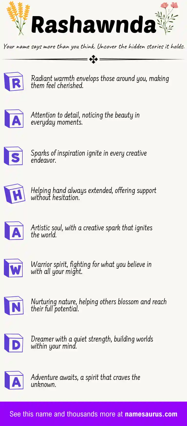 Acrostic poem about Rashawnda.