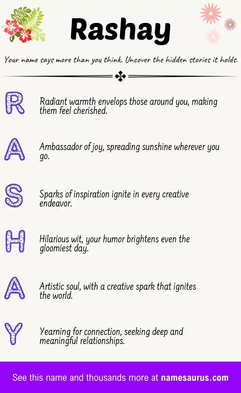 Acrostic poem about Rashay.