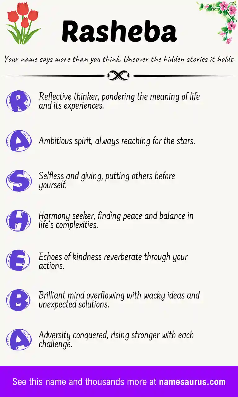 Acrostic poem about Rasheba.