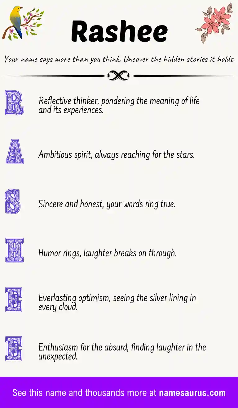 Acrostic poem about Rashee.
