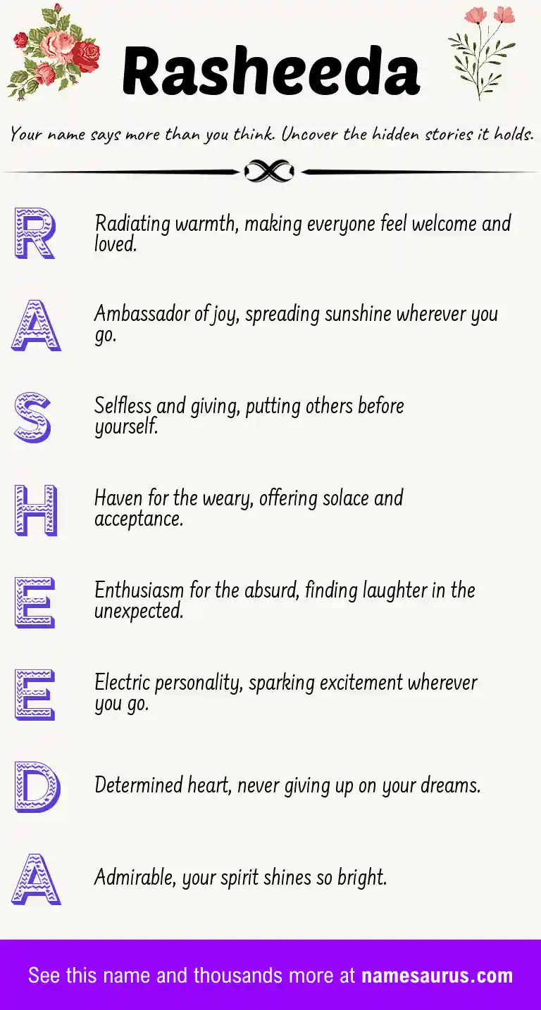 Acrostic poem about Rasheeda.