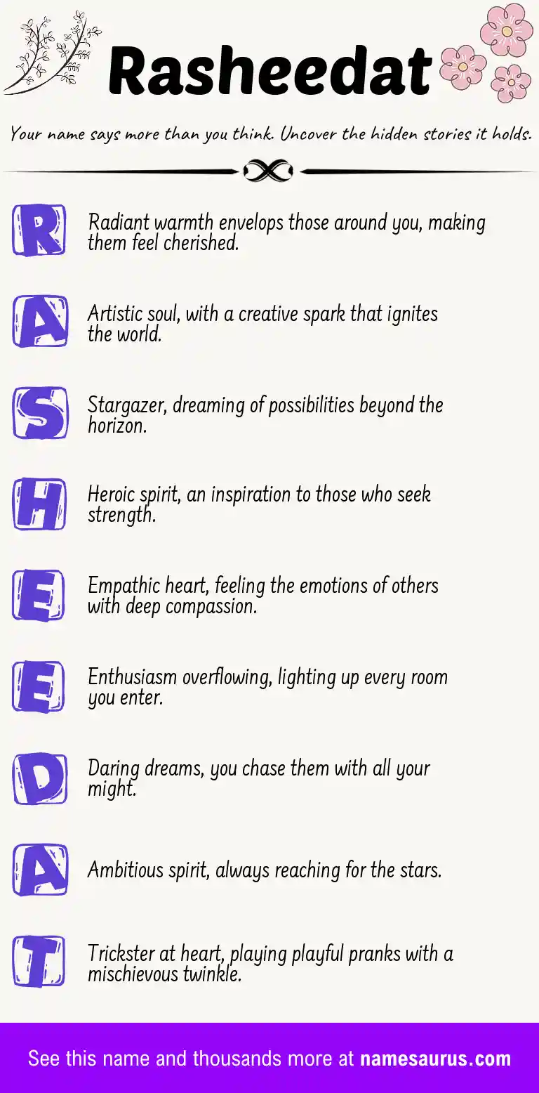 Acrostic poem about Rasheedat.