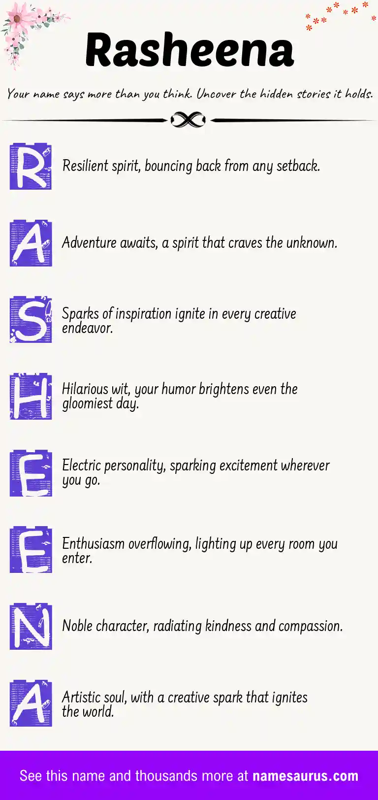 Acrostic poem about Rasheena.