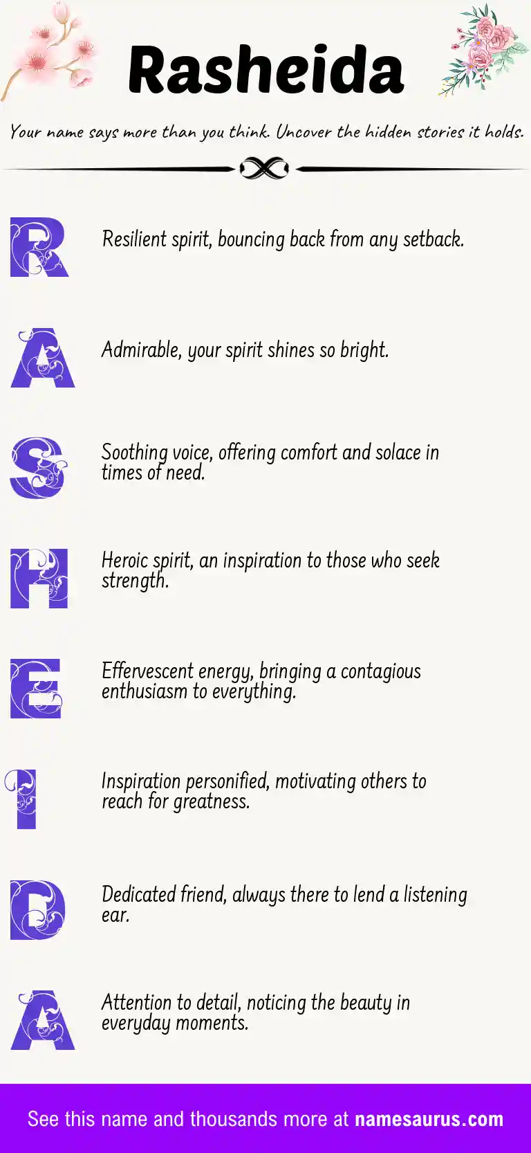 Acrostic poem about Rasheida.