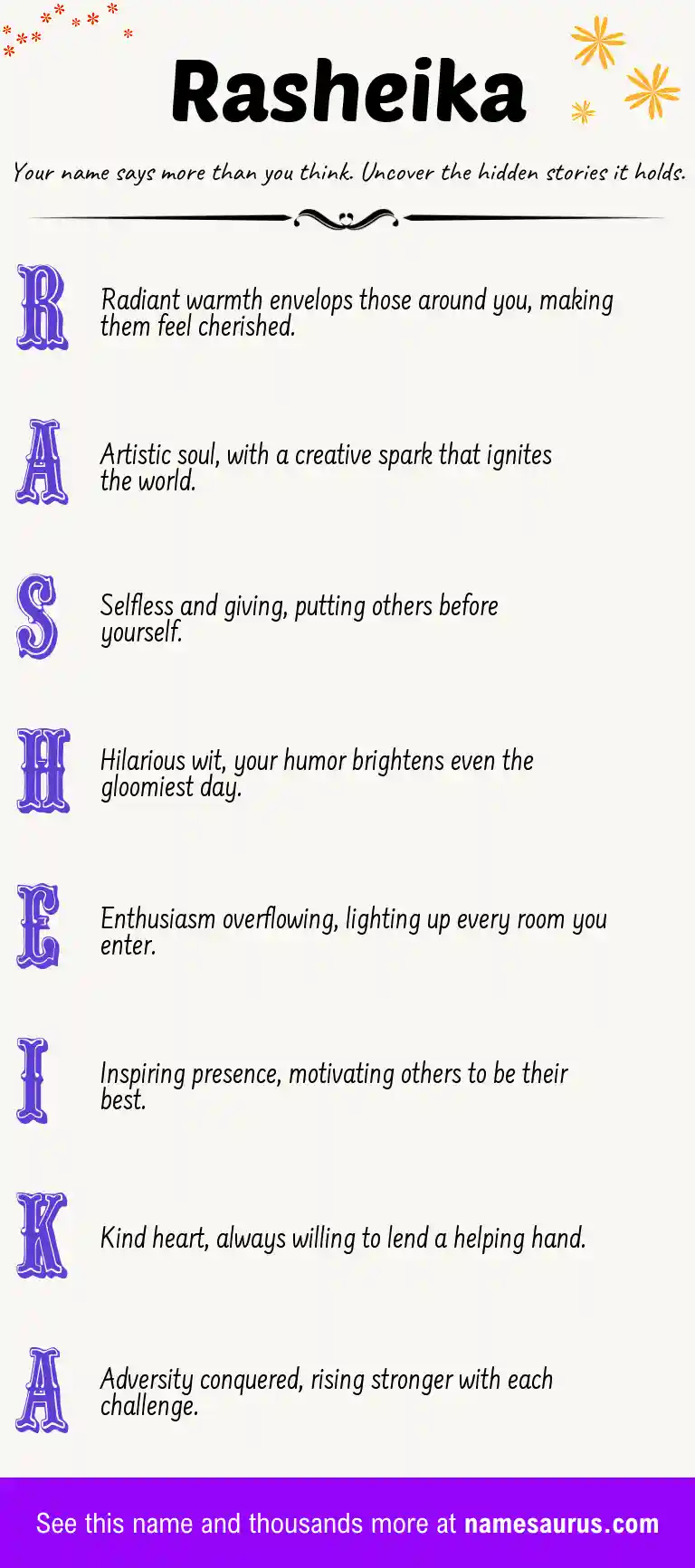 Acrostic poem about Rasheika.