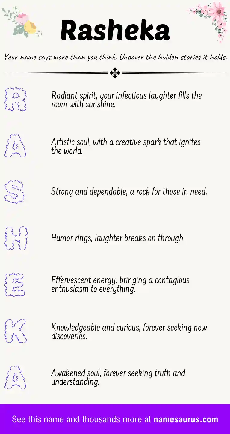 Acrostic poem about Rasheka.