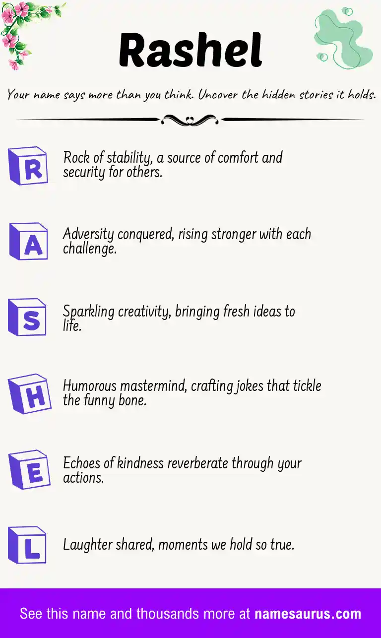 Acrostic poem about Rashel.