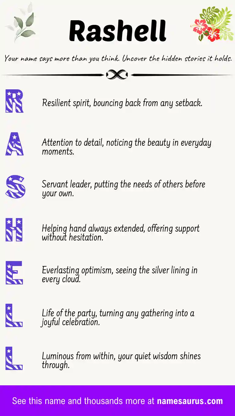 Acrostic poem about Rashell.