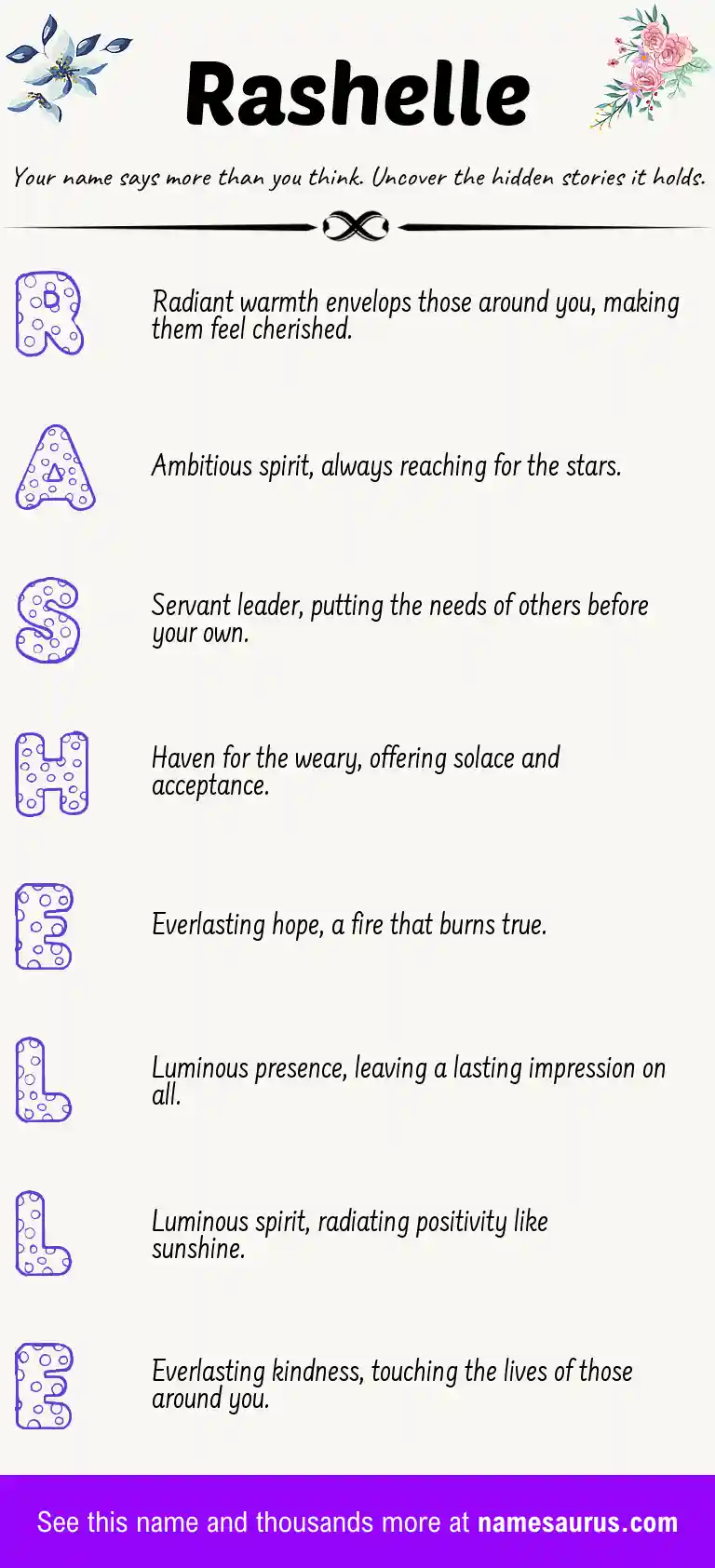Acrostic poem about Rashelle.