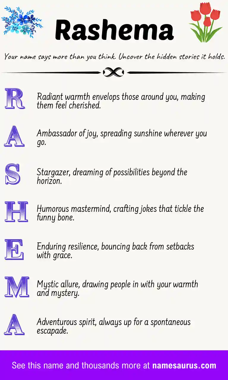 Acrostic poem about Rashema.