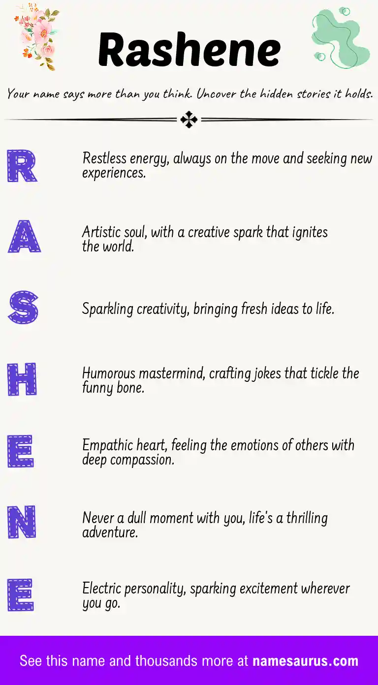 Acrostic poem about Rashene.