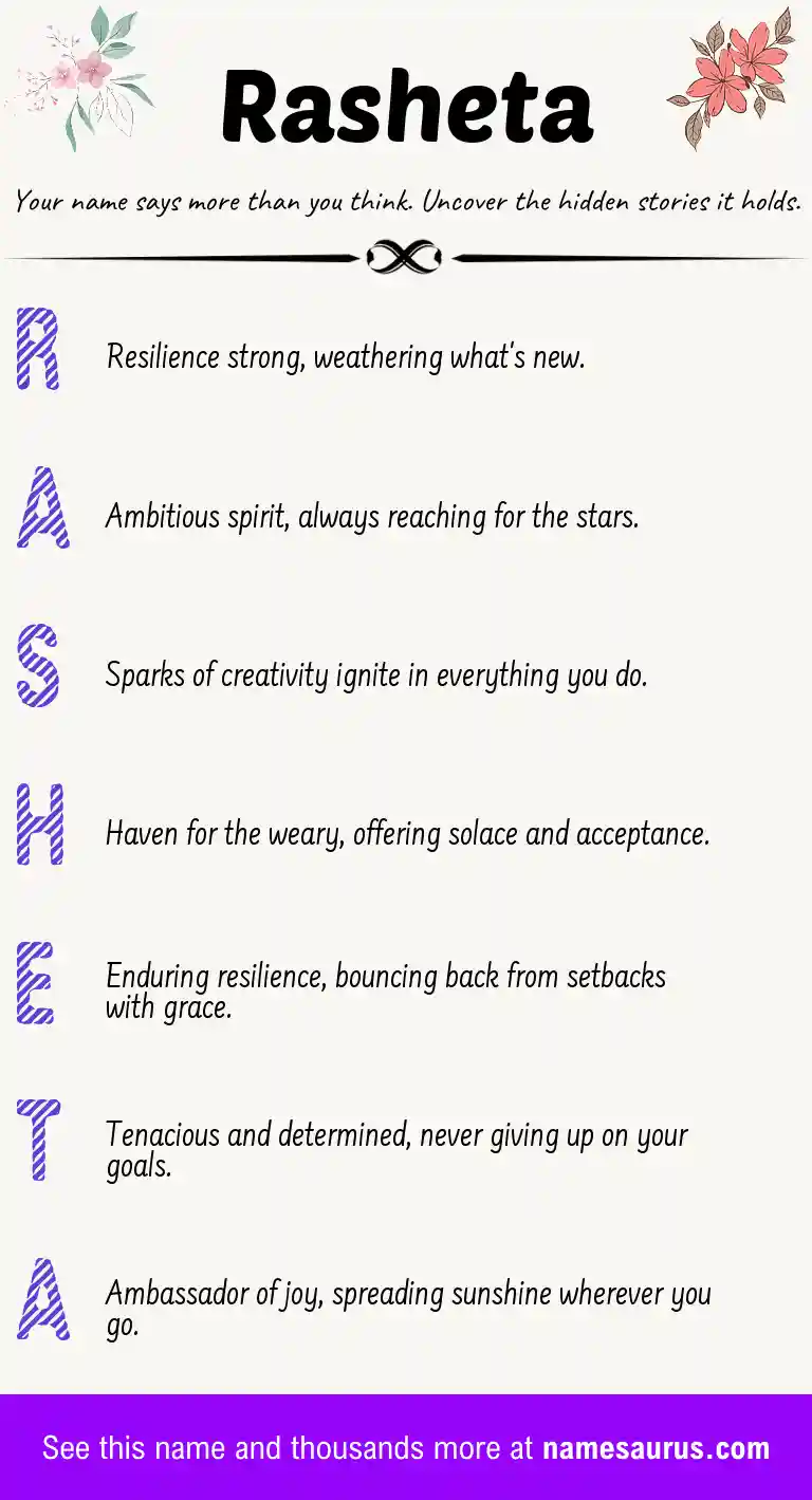 Acrostic poem about Rasheta.
