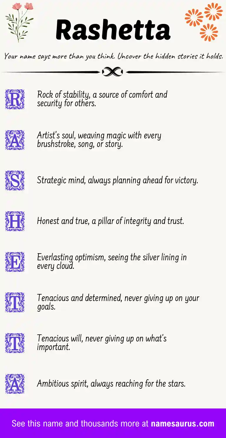 Acrostic poem about Rashetta.