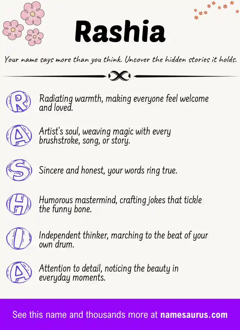 Acrostic poem about Rashia.