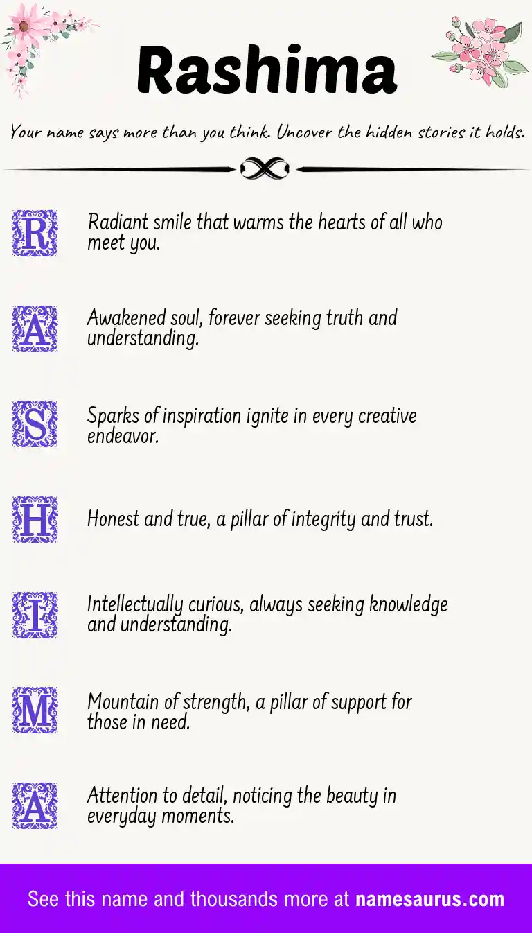 Acrostic poem about Rashima.