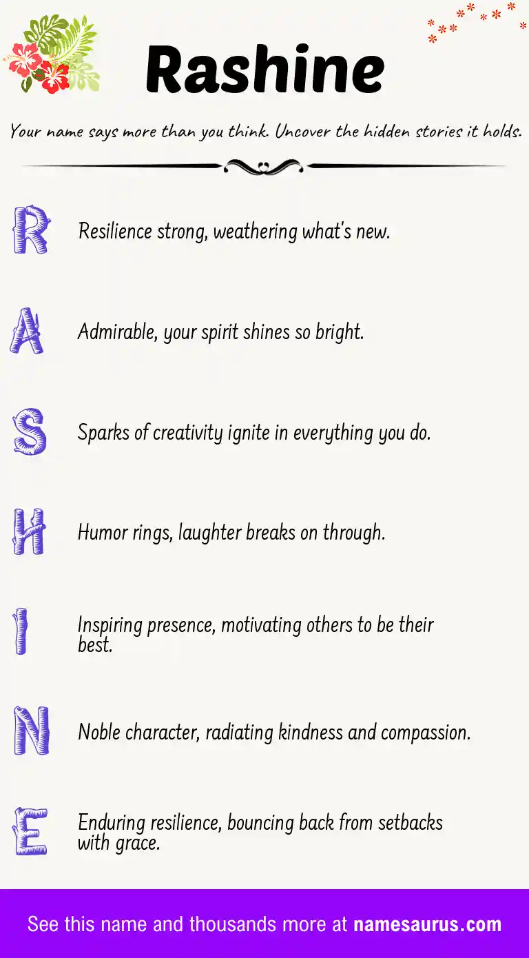 Acrostic poem about Rashine.