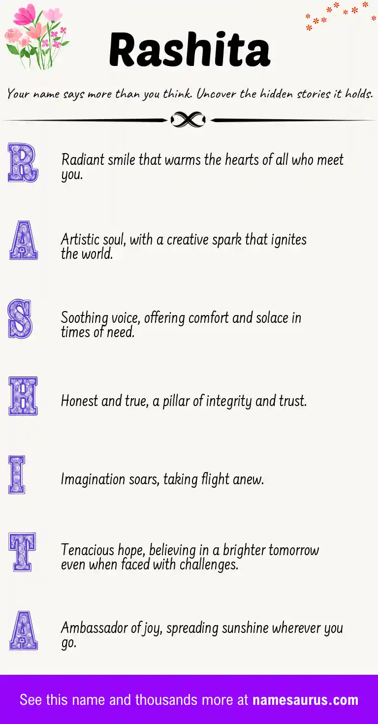Acrostic poem about Rashita.
