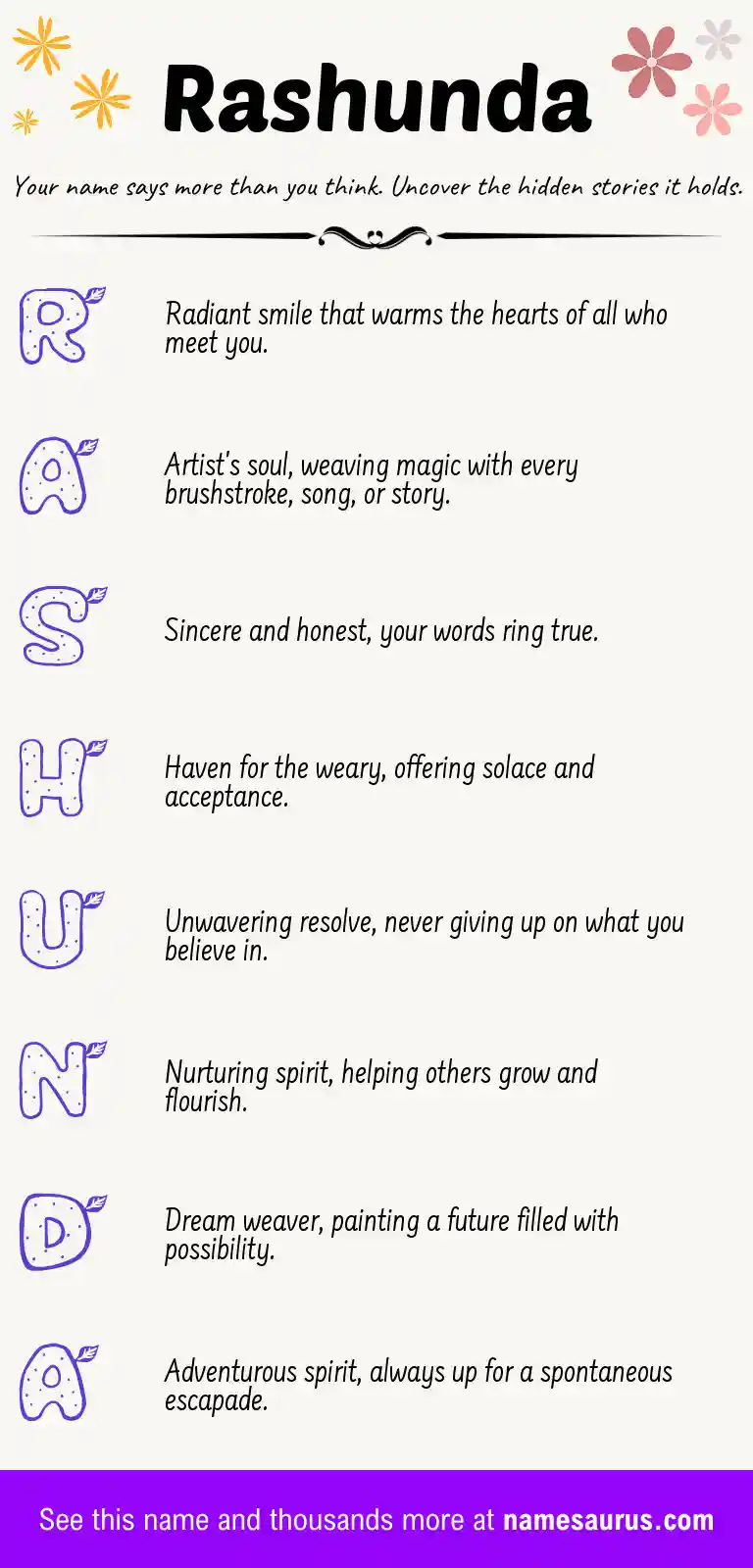 Acrostic poem about Rashunda.