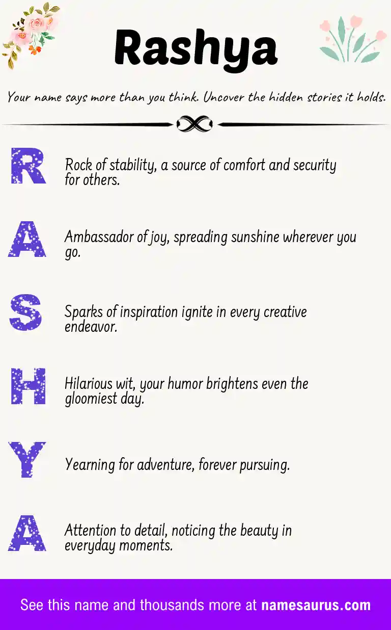 Acrostic poem about Rashya.
