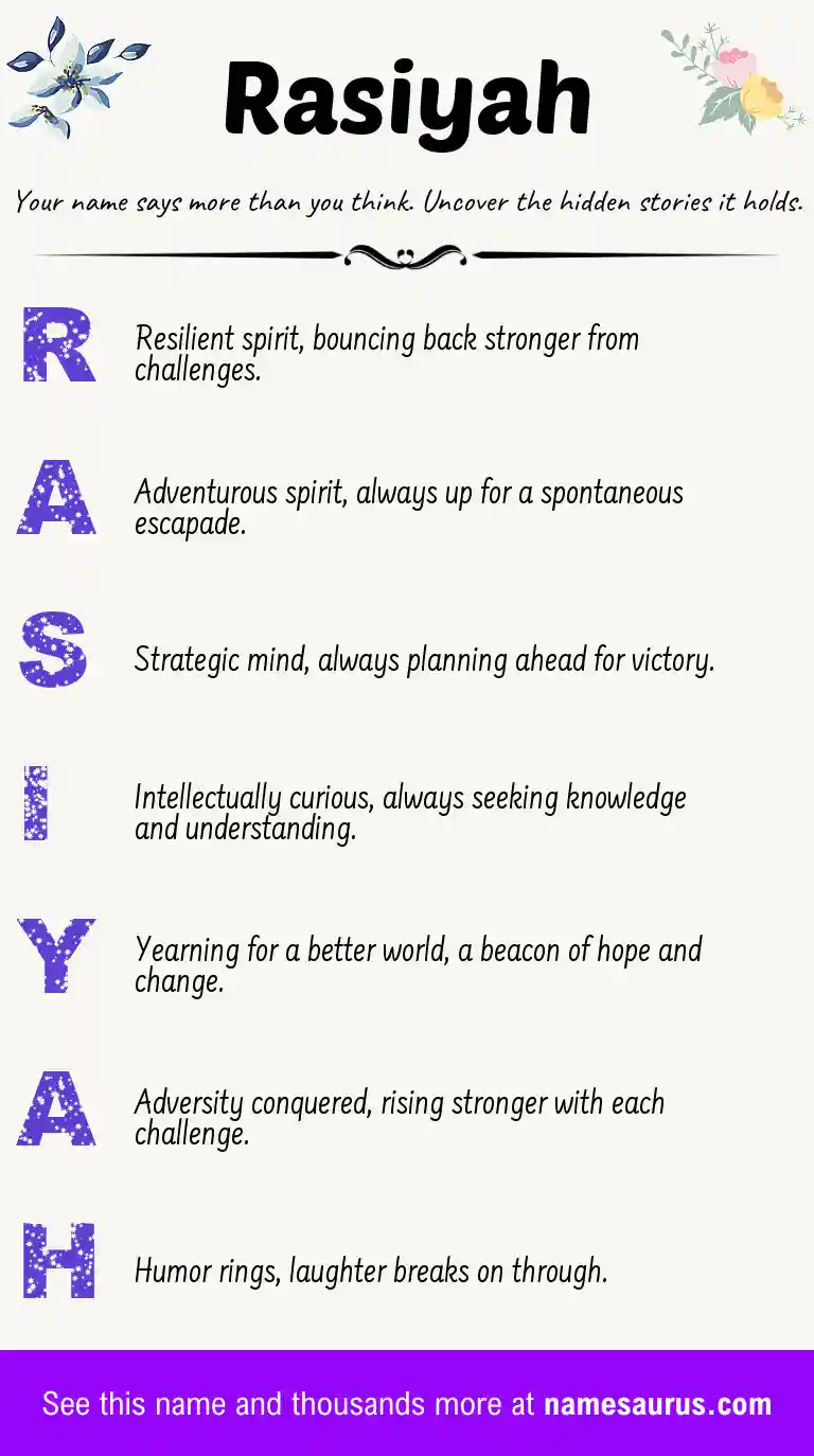 Acrostic poem about Rasiyah.