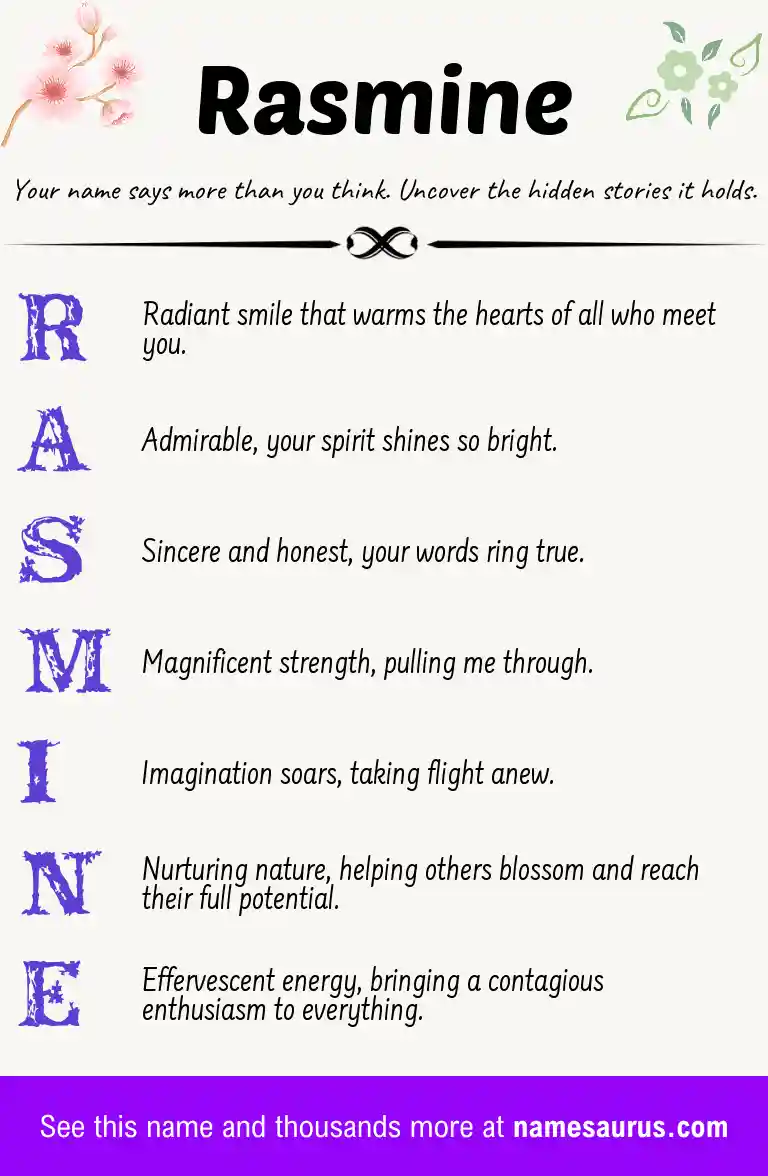 Acrostic poem about Rasmine.