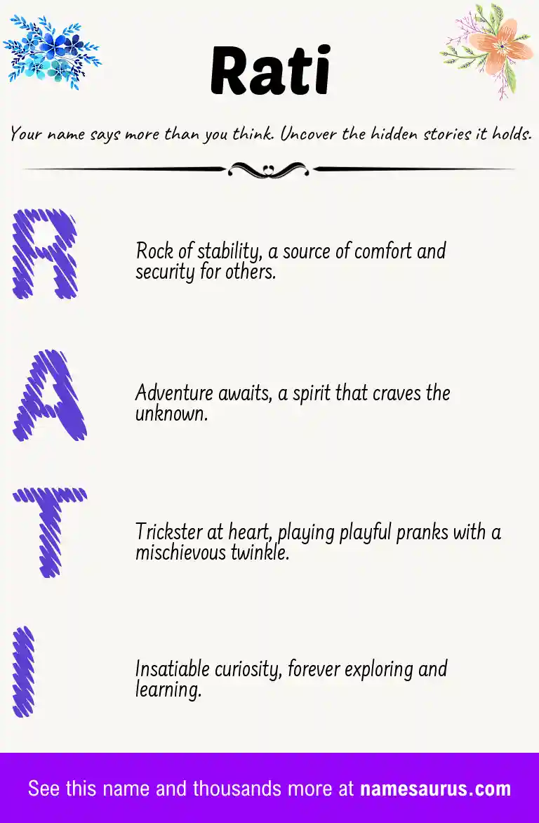 Acrostic poem about Rati.