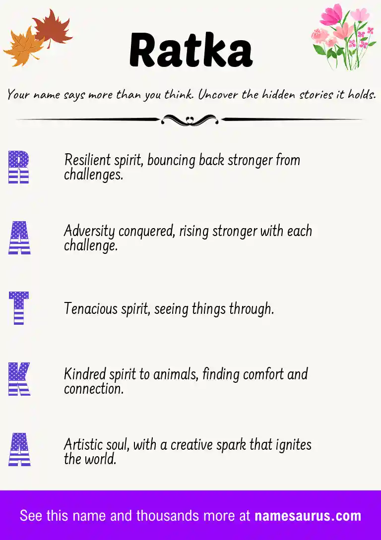 Acrostic poem about Ratka.