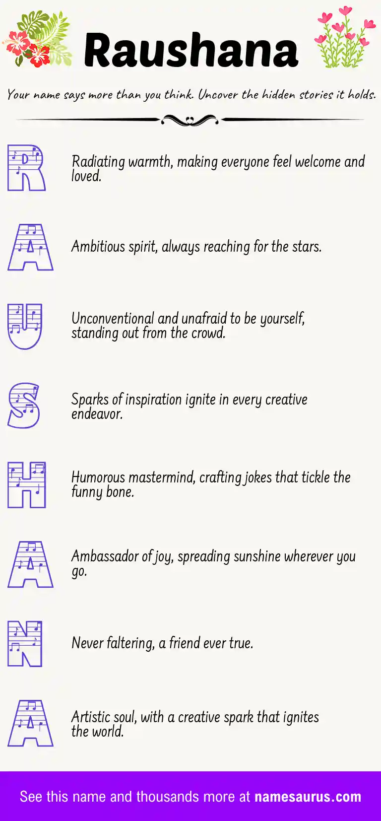 Acrostic poem about Raushana.