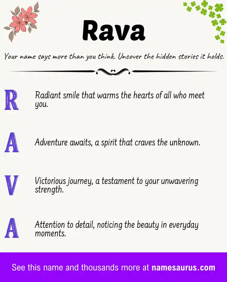 Acrostic poem about Rava.