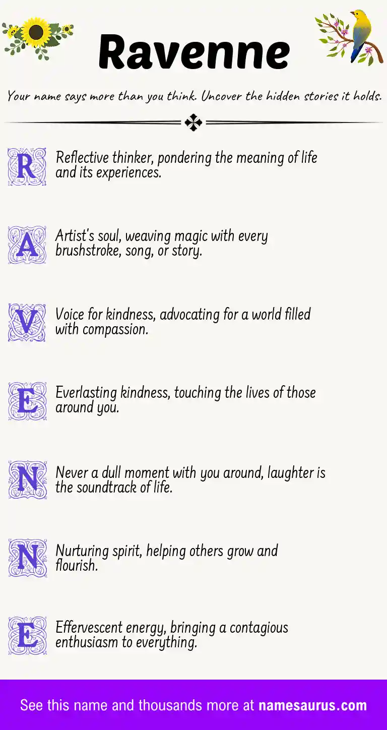 Acrostic poem about Ravenne.