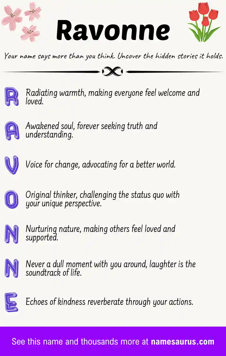 Acrostic poem about Ravonne.