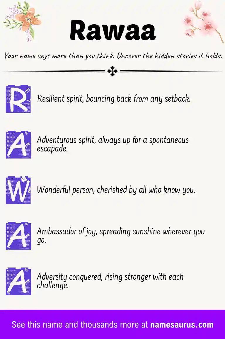 Acrostic poem about Rawaa.