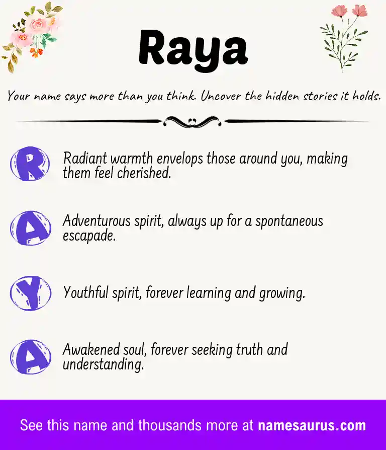 Acrostic poem about Raya.