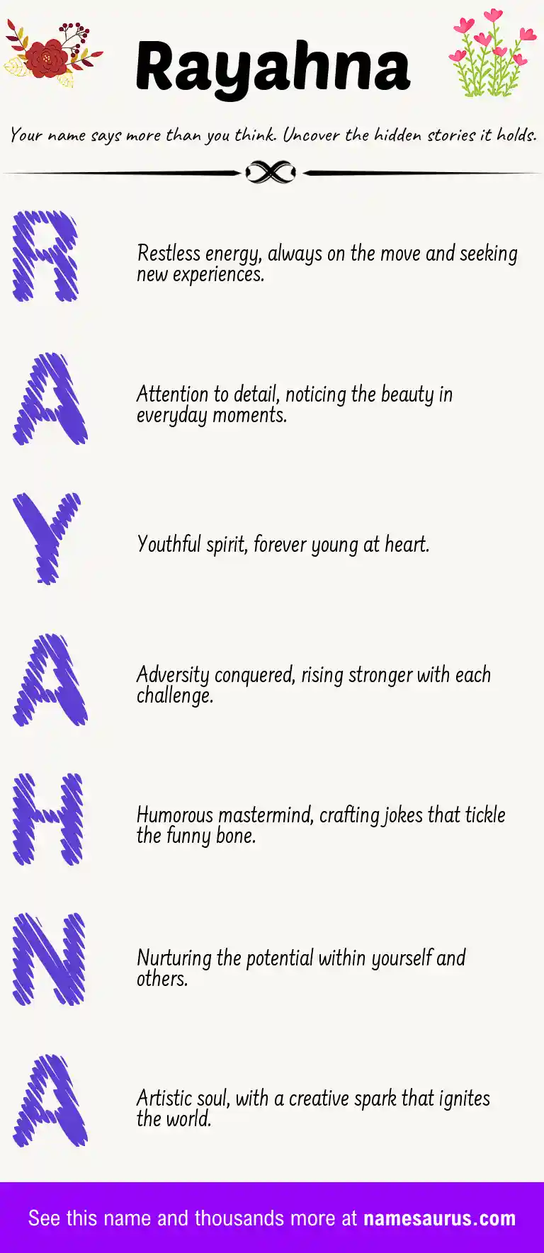 Acrostic poem about Rayahna.